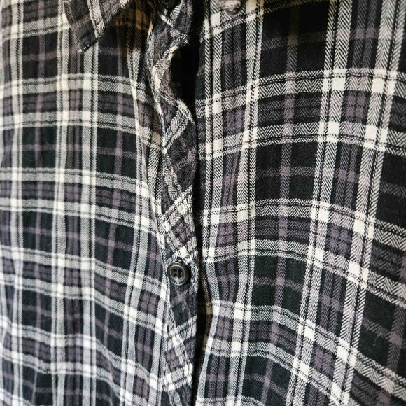 Eddie Bauer Plaid Flannel | Women's Size Small | Grey/Black/White - Picture 3 of 5